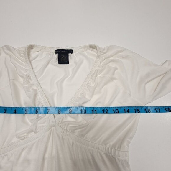 WHITE Long Sleeve Rayon V Neck Tunic Blouse Top Size S - Picture 4 of 10